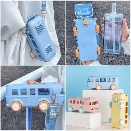 Portable Bus Water Bottel with Straw & Straps