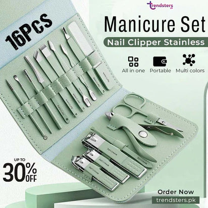 16pcs Manicure Pedicure Grooming Kit