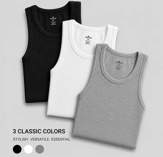 3 Piece Men's Cotton Ribbed Tank Top (WBG)