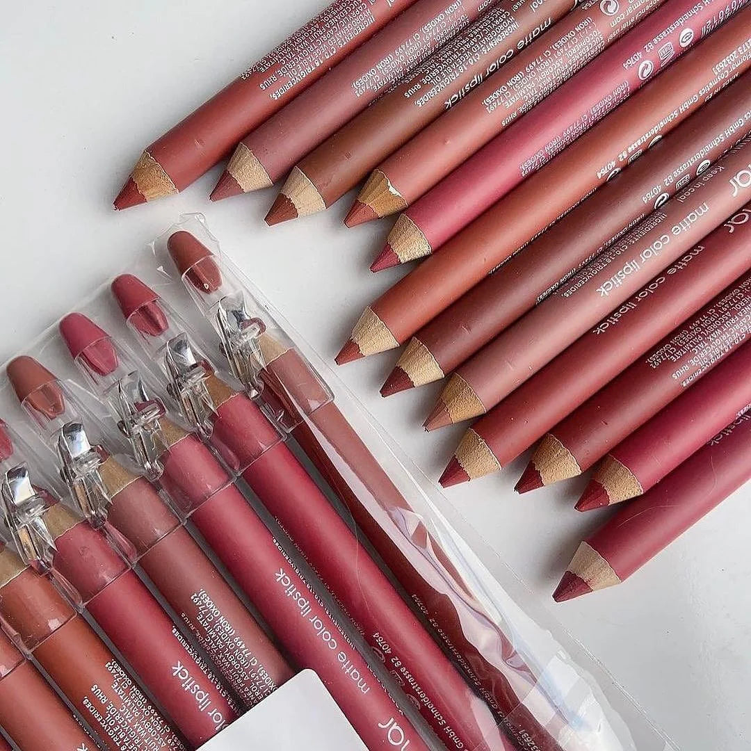 12 Pcs Matte Light Shades Lip Pencils Lip Liner