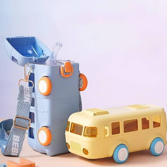 Portable Bus Water Bottel with Straw & Straps