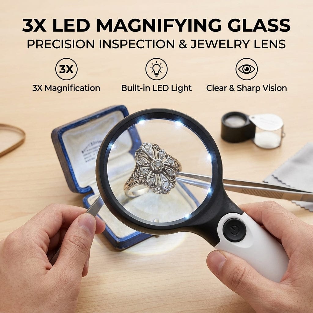 LED Magnifying Glass with Built-in Light – Reading, Inspection & Repair Lens 🔍