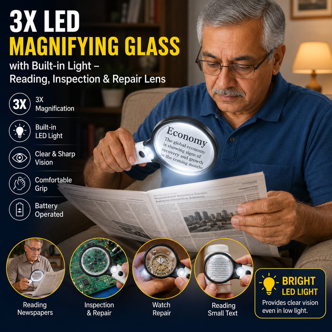 LED Magnifying Glass with Built-in Light – Reading, Inspection & Repair Lens 🔍
