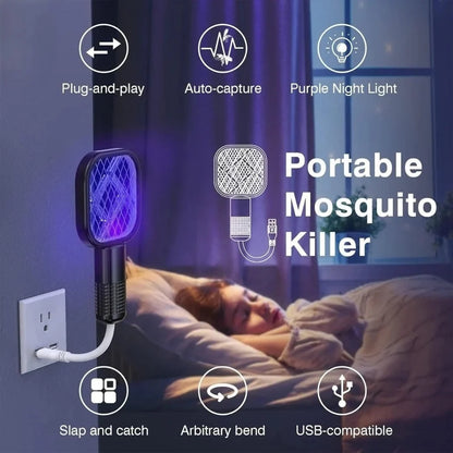 USB Electric Mosquito Killer Racket Lamp | Silent & Safe Insect Killer Light - with 1 YEAR WARRANTY
