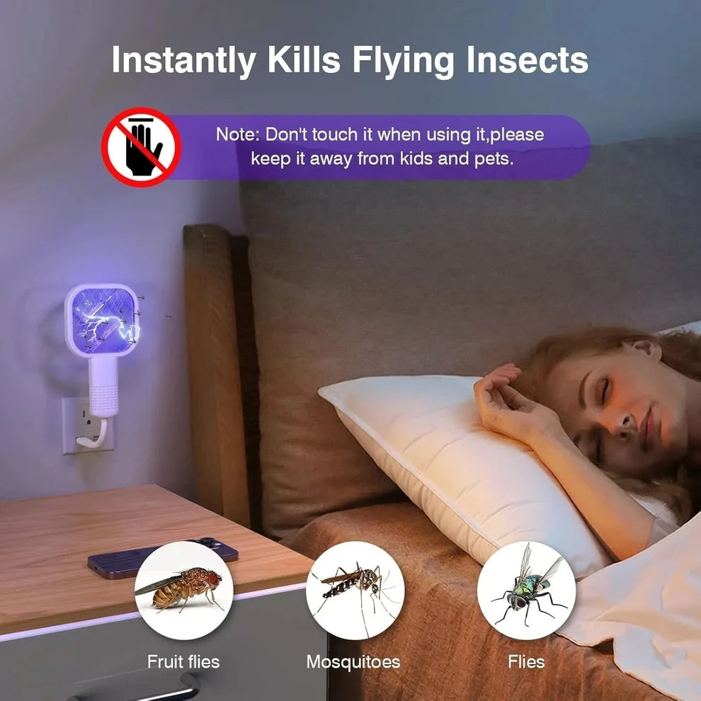 USB Electric Mosquito Killer Racket Lamp | Silent & Safe Insect Killer Light - with 1 YEAR WARRANTY