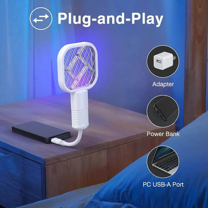 USB Electric Mosquito Killer Racket Lamp | Silent & Safe Insect Killer Light - with 1 YEAR WARRANTY
