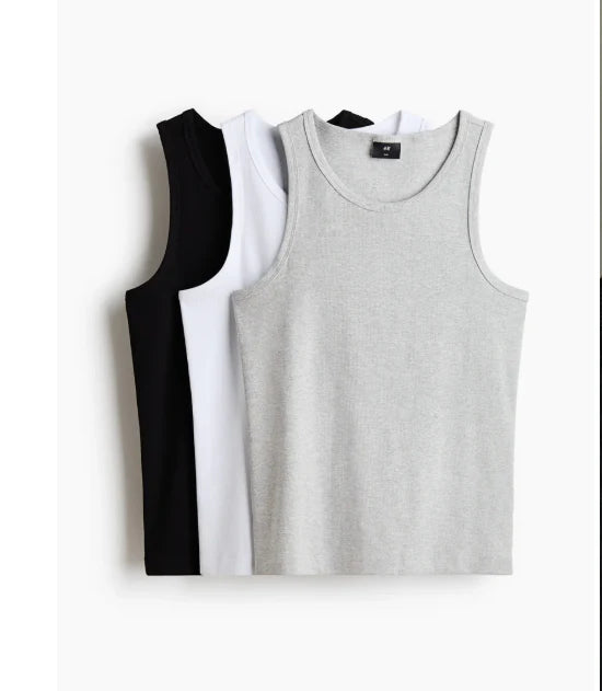 3 Piece Men's Cotton Ribbed Tank Top (WBG)