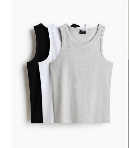 3 Piece Men's Cotton Ribbed Tank Top (WBG)