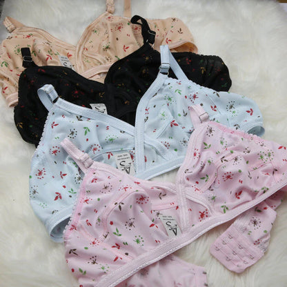 4 Piece Pack - Comfortable Printed Soft Bras for Women